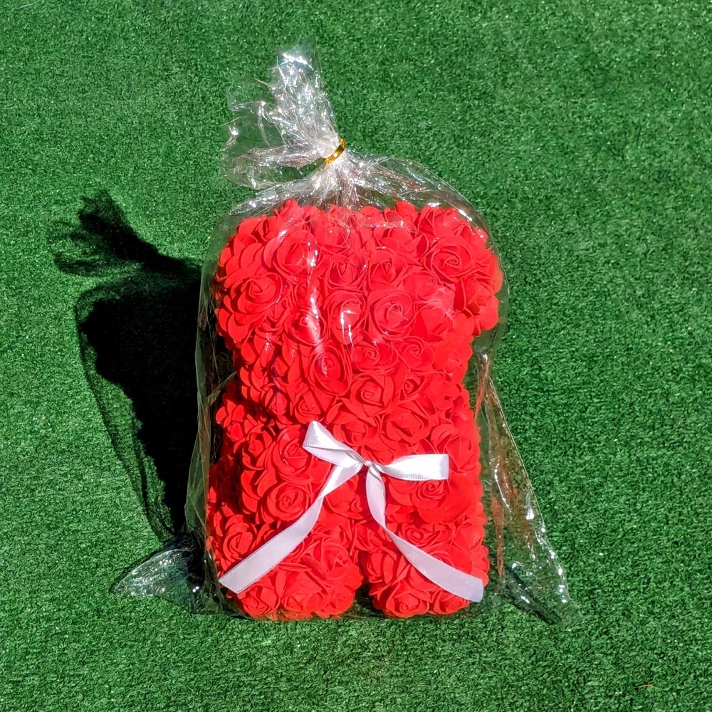 Forever Rose Flower Handmade Mythical Fantasy Teddy Bear Sculpture Figure NIB